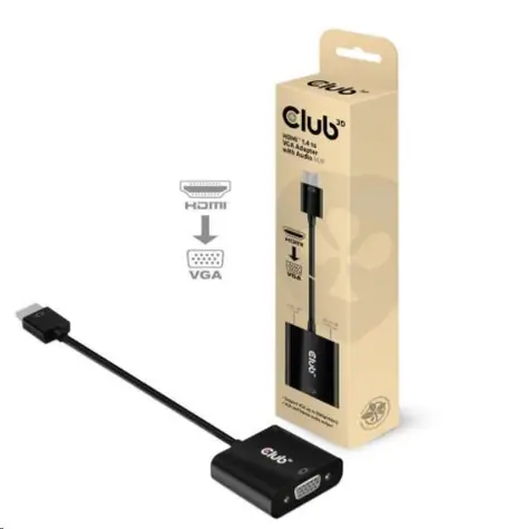 Club3D CAC-1302 Reduzierstück HDMI auf VGA M/F schwarz / FHD 60Hz / 3,5-mm-Buchse 