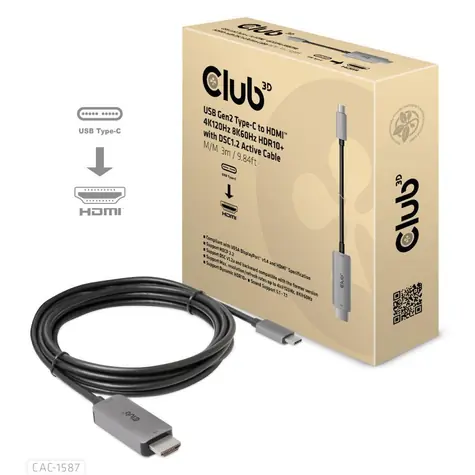 Club3D CAC-1587 Kabel USB-C auf HDMI M/M schwarz 3M / 8K 60Hz / 4K 120Hz  