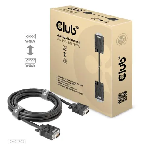 Club3D CAC-1703 Kabel VGA M/M 3M schwarz / FHD 