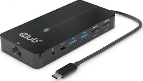 Club3D CSV-1595 Dockingstation USB-C 7in1 schwarz / 2x HDMI / RJ-45 / 2x USB-A / 3,5-mm-Klinkenbuchse / USB-C / Kundendienst