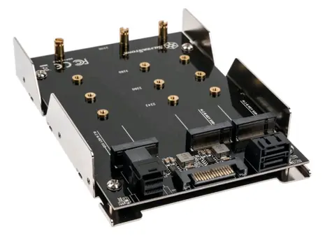 Silverstone SST-SDP12 Montageadapter 3,5 Zoll für 2x M.2 SATA- und 1x M.2 NVMe SSD-Laufwerke