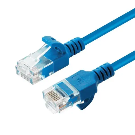 MicroConnect CAT6a U/UTP SLIM 0,25m blau / LSZH