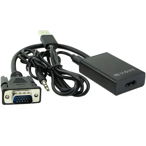 MicroConnect Konverter mit USB und Audiobuchse VGA (M) - HDMI (F) schwarz