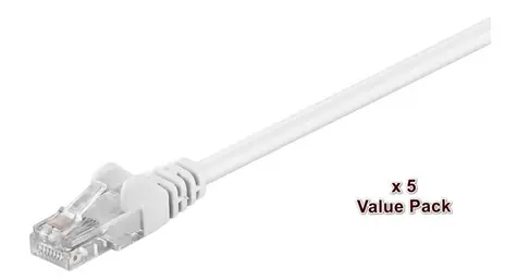 MicroConnect CAT5e U/UTP VALUEPACK 15m weiß / PVC / 5 Stück