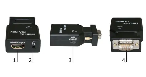 MicroConnect Konverter Mini VGA (M) - HDMI (F) mit Miniklinke und USB-Ladefunktion schwarz