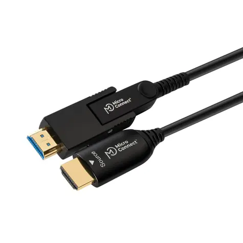 MicroConnect Premium Glasfaser HDMI A - HDMI D mit HDMI A Adapter MM 20m schwarz