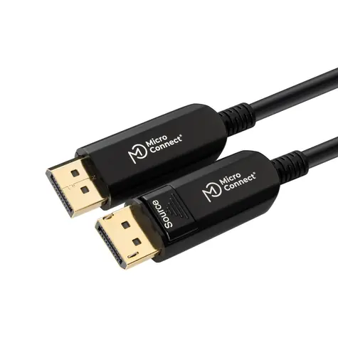 MicroConnect Premium Glasfaser DisplayPort Kabel v1.4 15m schwarz / 4K / HDCP / 32,4Gbit/s