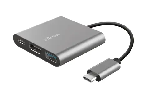 Trust DALYX 3in1 Silber / 3in1 Adapter / USB-C F & HDMI F & USB-A F / USB-C M 
