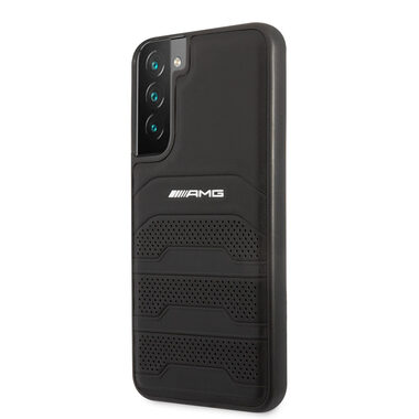AMG echtes Leder perforierte Rückseite für Samsung Galaxy S22+ schwarz