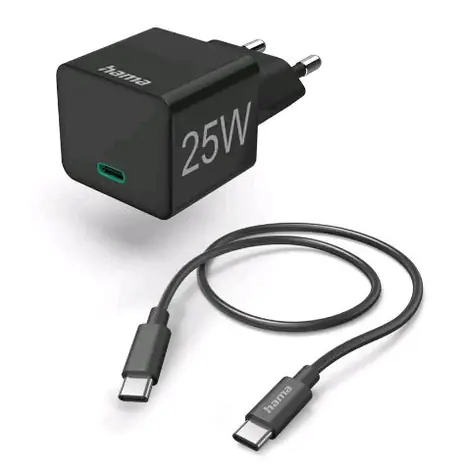 HAMA 201623 schnelles USB-C-Ladegerät 1,5 m schwarz / PD / 25 W / USB-C-Kabel 
