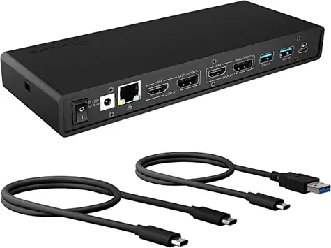 Icy Box IB-DK2245AC schwarz / Dockingstation / USB-A / USB-C / 3,5-mm-Klinke / DP / HDMI / RJ45