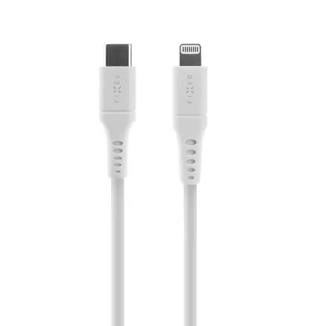 FIXED Flüssigsilikon Langes Lade- und Datenkabel mit USB-C/Lightning-Anschlüssen und PD-Unterstützung 2 m weiß / MFI 