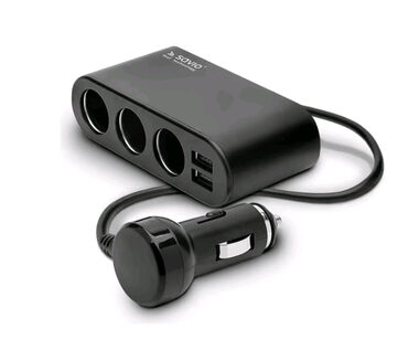 Savio SA-024 / Auto dreifach / 3x Stecker / 2x USB / 3A / DC 12V-24V