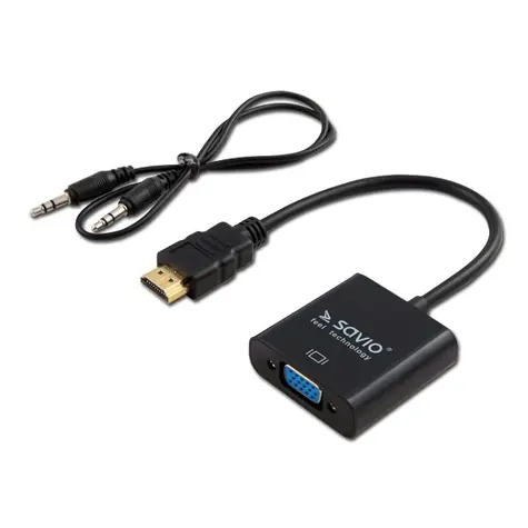 Savio HDMI - VGA & 3,5 mm Klinkenadapter MF schwarz