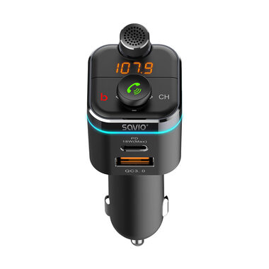 Savio TR-12 FM-Transmitter mit LCD / Bluetooth 4.1 / USB-C