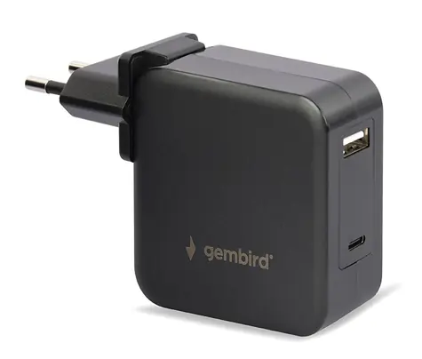 Gembird NPA-PD60-01 schwarz / universeller Netzwerkadapter / 60W / USB-C / USB-A