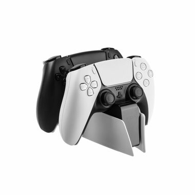 FIXED Ladestation für zwei DualSense PlayStation 5 Wireless-Controller schwarz und weiß