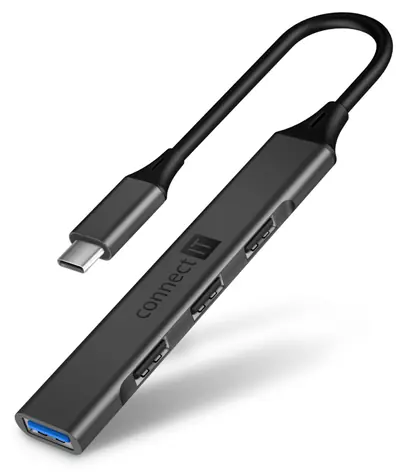 Connect IT CHU-4050-AN USB-C-Hub, grau / 1x USB 3.0 / 3x USB 2.0 / Kundendienst