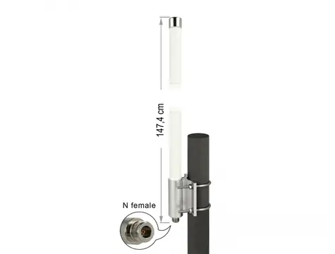 DeLock LoRa 868 MHz Antenne N-Buchse 8 dBi 147,4cm weiß