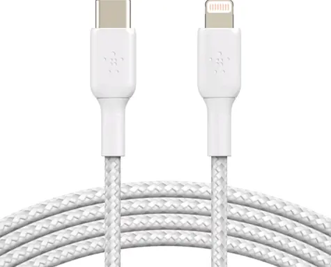 Belkin CAA004bt1MWH geflochtenes USB-C-zu-Beleuchtungskabel weiß / 1 m 