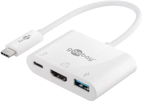 Goobay 62104 Adapter USB-C M auf HDMI F & USB-A F & USB-C weiß / PD 60 W