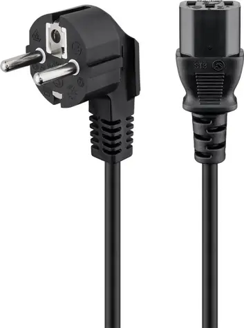Goobay 68604 Netzkabel C13 IEC 1,5 m schwarz / gebogener Stecker