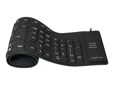 LogiLink ID0019A / Flexible Tastatur / wasserdicht / USB / PS2 / DE