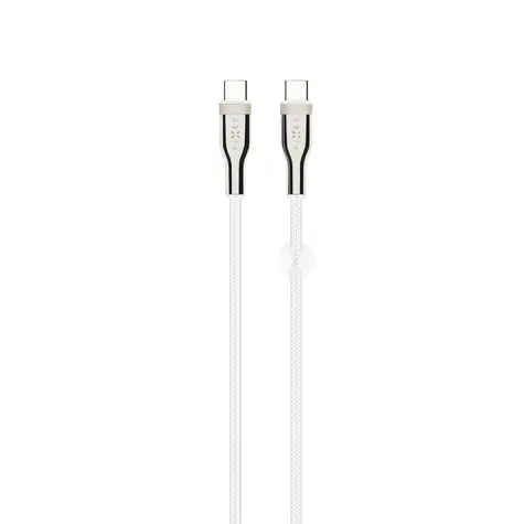 FIXED Kurzes geflochtenes Lade- und Datenkabel mit USB-C/USB-C-Anschlüssen und PD-Unterstützung 1,2 m weiß / USB 2.0 / 100 W