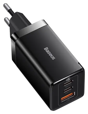 Baseus CCGP120201 GaN5 Pro Schnellladeadapter schwarz / 2x USB-C / USB / 65W