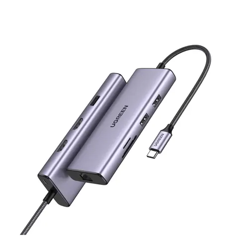 Ugreen CM490 Port-Replikator 9-in-1 USB-C / 2x USB-A 3.0 / USB-A 2.0 / 2x HDMI 4K/60Hz / SD/TF / RJ45