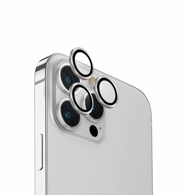 UNIQ Optix Aluminium-Kameraobjektiv-Schutzglas für Apple iPhone 15 Pro Sterling (Silber)
