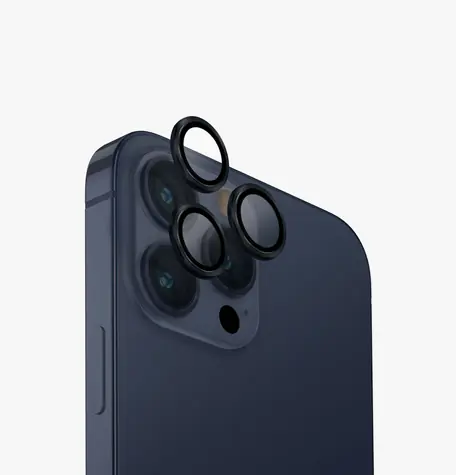 UNIQ Optix Aluminium-Kameraobjektiv-Schutzglas für Apple iPhone 15 Pro Max Deep Navy (Dunkelblau)