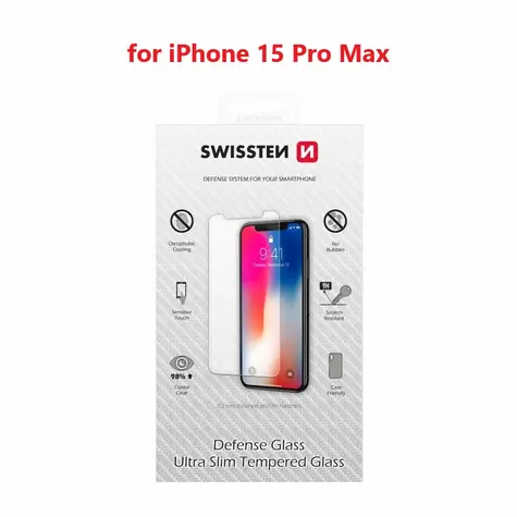 Swissten gehärtetes Schutzglas RE 2.5D für Apple iPhone 15 Pro Max 