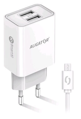 Aligator Smart Netzladegerät 2,4A weiß / 2xUSB / SMART IC