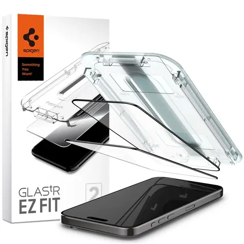 Spigen Glass tR EZ Fit 2 Pack Schutzglas für Apple iPhone 15 Pro Max FC schwarz