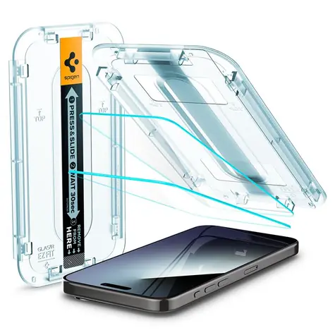 Spigen Glass tR EZ Fit 2 Pack Schutzglas für Apple iPhone 15 Pro Max