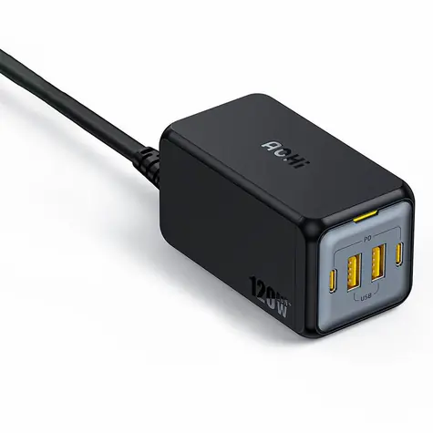 AOHi Magcube PRO GaN Tischladegerät schwarz / 2x USB-C / 2x USB-A / 120W 