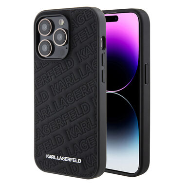 Karl Lagerfeld PU-Rückenhülle mit gestepptem Muster für Apple iPhone 15 Pro Max Schwarz
