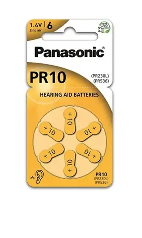 Panasonic PR10 (PR230) 6 Stück / Batterie für Hörgeräte / 1,4 V / 91 mAh / ZnAir