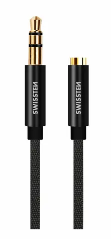 Swissten TEXTILE 3,5-mm-Klinke - 3,5-mm-Klinke 1,5 m schwarz