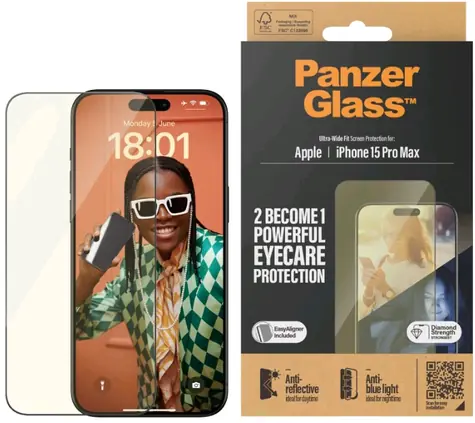 PanzerGlass UWF EyeCare Schutzglas für Apple iPhone 15 Pro Max 