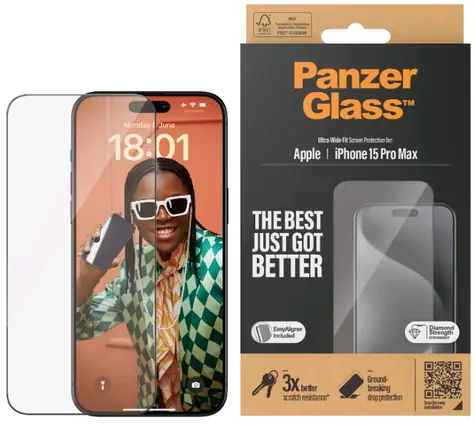 PanzerGlass UWF Schutzglas für Apple iPhone 15 Pro Max / Einbauset 