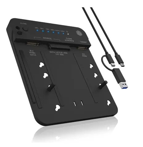 Icy Box IB-2913MCL-C31 schwarz / Klonstation / M.2 & 2,5" & 3,5" / USB 3.2 Gen 2