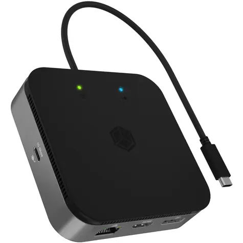 Icy Box IB-DK408-C41 schwarz / Dockingstation / USB-A / USB-C / HDMI / DP / GLAN / AUX