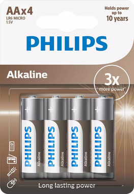Philips Batterie LR6A4B/10 Alkaline AA - 4 Stk