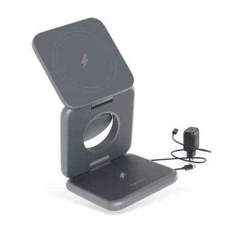 Epico faltbares kabelloses Ladegerät Space Grey / für Apple Watch & AirPods 22W Wireless / 25W PD