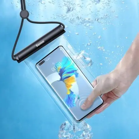 Wasserdichtes Baseus AquaGlide-Gehäuse mit zylindrischem Schiebeverschluss, transparent (schwarz)
