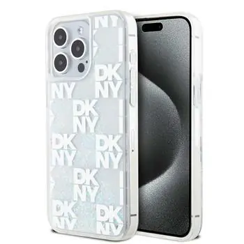DKNY Liquid Glitter Checkered Pattern Backcover für Apple iPhone 15 Pro Max klar