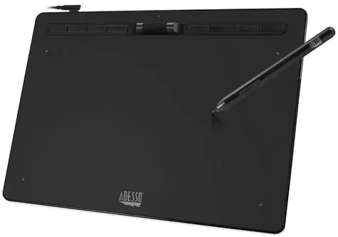 Adesso Cybertablet K12 schwarz / Grafiktablett / 360 x 255 cm / 5080 LPI / 8192 Druckstufen / 8 Programme. Druck / USB-C