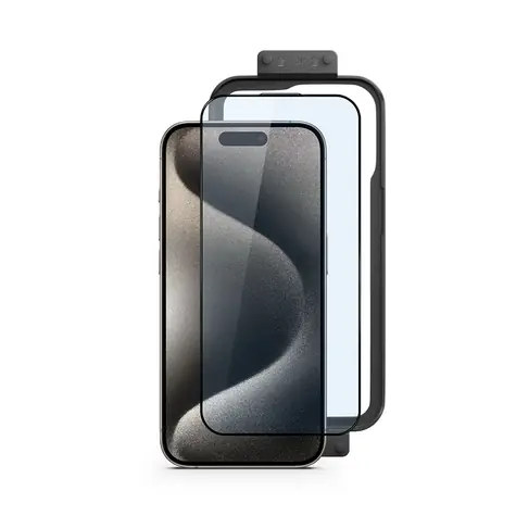 Epico Edge to Edge Schutzglas für Apple iPhone 15 Pro Max schwarz / 2 Stück / Einbaurahmen